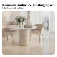 Multi-Person Seating Arrangement Elegant Design Scalloped rear Chair and Table Set Plush Upholstery Commercial Furniture for Clients, Lounge, Boutique