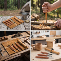 Portable Manual Auger with T-Handle Compact Bushcraft Auger with Leather Sheath Outdoor Scotch Eye Wood Drill Heavy-Duty for Survivalists, Campers, Woodworkers, Camping, Woodworking