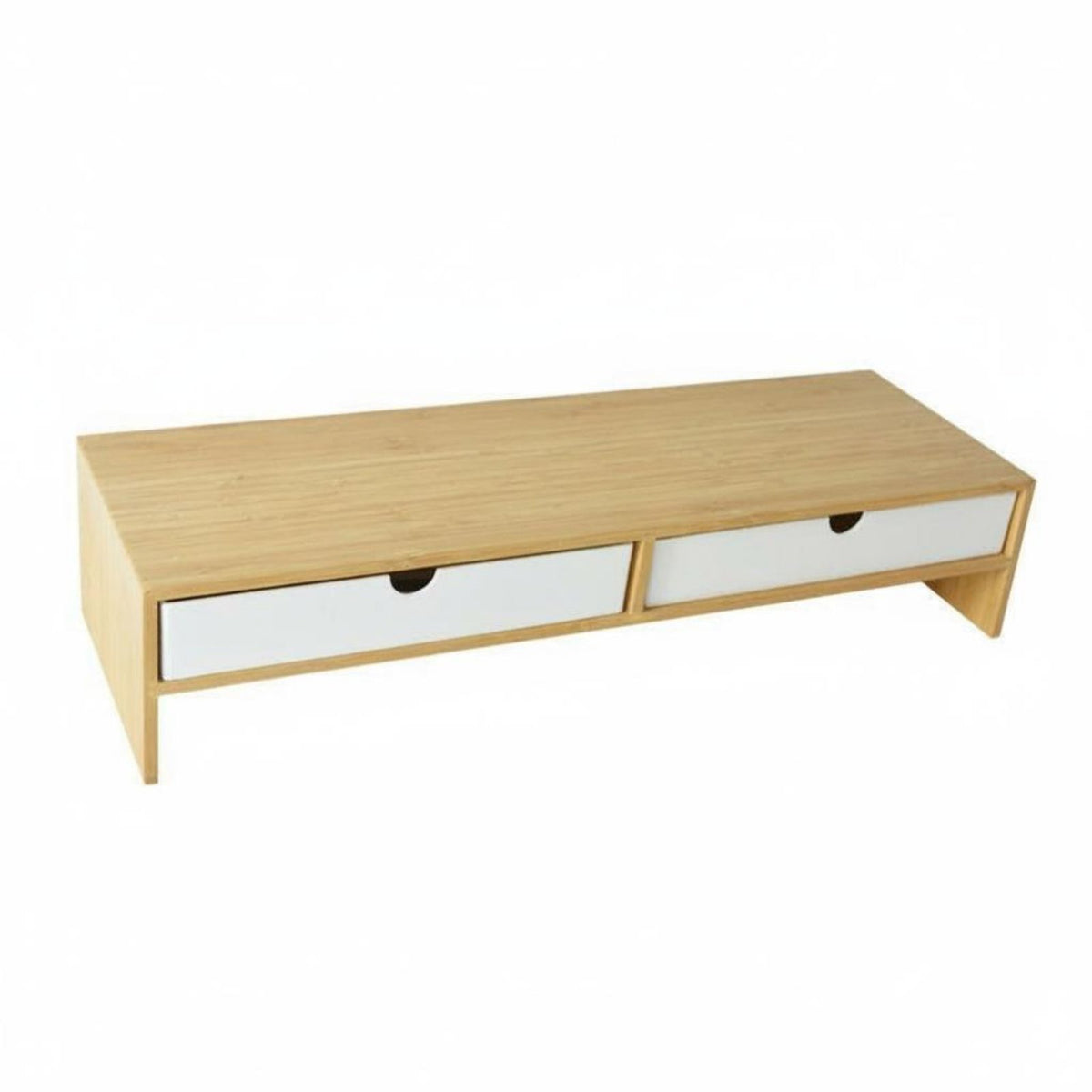 Computer Screen Stand Storage No Assembly Required Keyboard Storage Riser Cable Management Bamboo Display Stand Drawer for Dorm Room