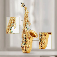 Glossy Curved Saxophone Smooth B-Flat Saxophone Compact Woodwind Instrument Portable for Students, School Band