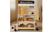Wooden Pretend Market Stall Freestanding Wooden Market Stall Wood Construction Pretend Grocery Stand