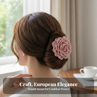 Rose Flower Hair Claw French Design Rose Hair Barrette Elegant Design Large Flower Jaw Clip for Women, Young Adults, Daily Wear, Weddings, Photoshoots