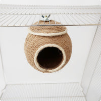 Handwoven Round Bird Nesting House Circular Entrance Rope Bird House Natural Tan Roosting Pocket Small Birds