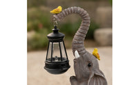 Standing Garden Figurine with Lantern Sculpted Outdoor Statue with Lantern Weathered Decor Decorative for Entryway