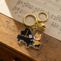 Shiba Inu Playing Instrument Keychain Cartoon Acrylic Piano Guitar Guzheng Student Couple Backpack Charm
