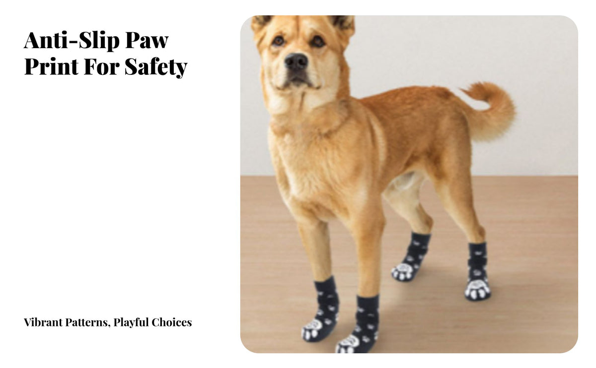 4 Pieces Dog Socks Warm Anti-Slip Dog Socks Defends Floors for Young Dogs, Slippery Ground, Outdoors, Hot Pavement