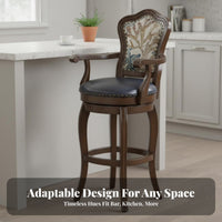 Vintage Design rotating Counter Stool with Backrest Upholstered Seat Bar Chair Built-in Footrest Seating Furniture Ergonomic for Salon Owners, Restaurateurs, Homeowners, Kitchen Island, Restaurant, Bistro, Dining Room