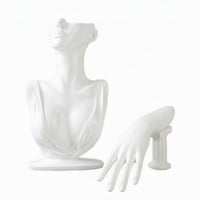 2 Pieces Resin Jewelry Mannequin Display Set Matte Hand Mannequin Sculpted Hand Display with Base Upright for Boutiques, Jewelers, Photo Shoots, Market Stalls