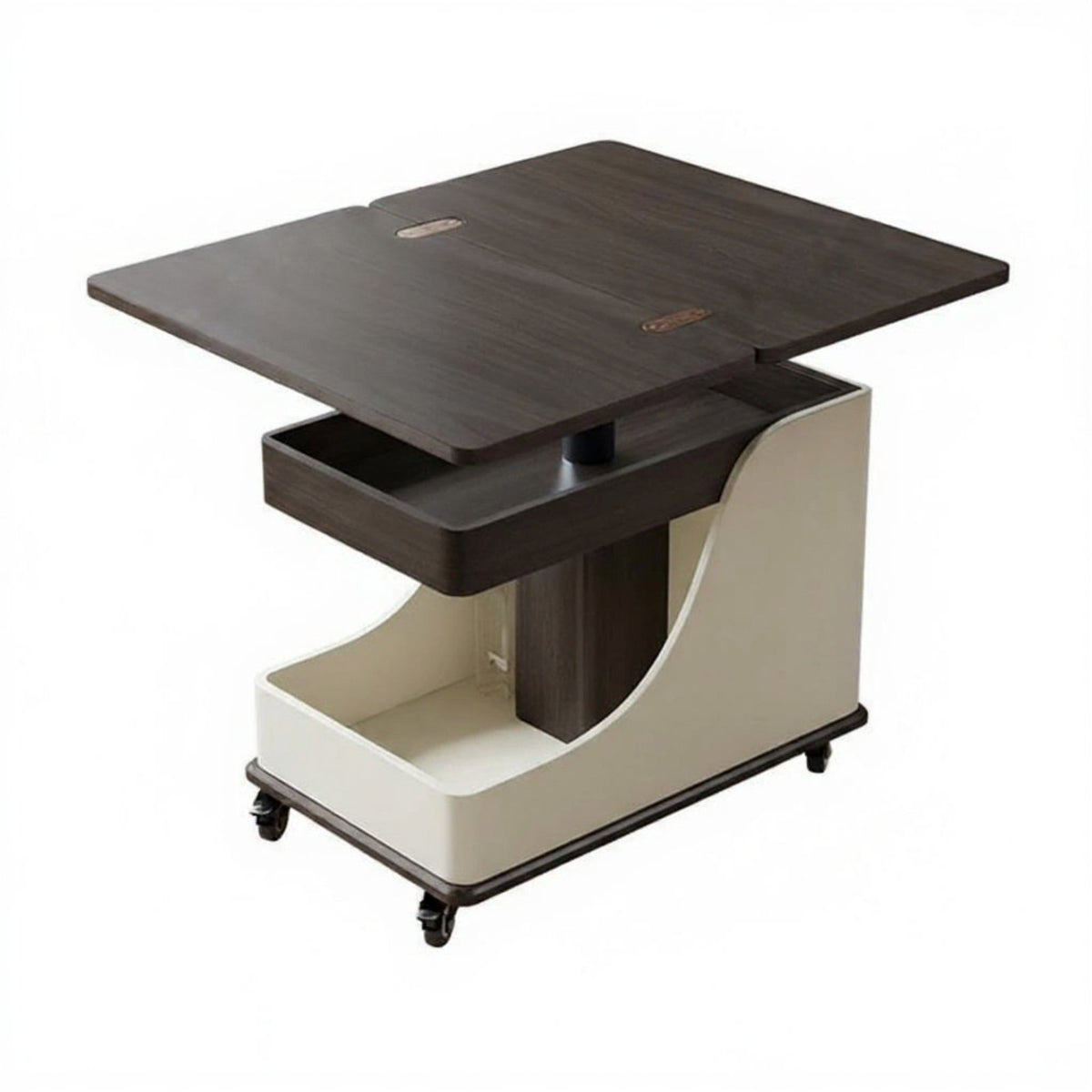 C-Shaped Rolling Desk Space-Saving End Table Height Adjustable for Living Room