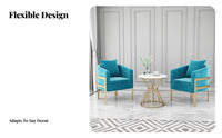 3 Pieces Modern Design circular table and 2-Chair Set Comfortable Seating Reception Furniture Cushisingled Chairs Sturdy Construction for Office Managers, Interior Designers, Apartment Dwellers, salon, Hotel Lobby, Waiting Room, Cafe