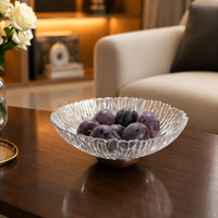 Luxury Clear Glass Fruit Bowl, Footed Serving Bowls for Dinner Parties, Decorative Glass Bowl for Kitchen Counter