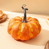 Artificial Foam Pumpkin Ribbed Pumpkin with Stem Textured Display Pumpkins Faux for Autumn, Halloween, Tabletop