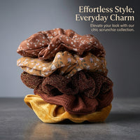 Large Velvet Scrunchies for Women, Leopard Print Scrunchie Set 5, Big Ponytail Holders for and Teens