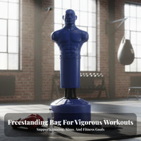 authenticistic Human Feel Freestanding Striking partner Stress Relief reaction bag Training Bag Stable Base martial instructor long-lasting Construction for martial Artists, Beginners, Home Gym, exercise, Sparring train Indoors