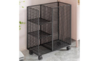 Caster Wheels Mesh Storage Rolling Cart Open Frame Rolling Exercise Rolling Cart Hanging Basket Heavy-Duty Metal for Gym, Fitness Room