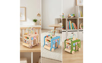 Wooden Activity Bus Multifunctional Activity Cube with Bead Maze Developmental Shape Sorter with Beads for Infants, Preschoolers