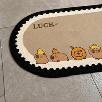 Cartoon Oval Bathroom Mat Absorbent Non-Slip Toilet Floor Rug
