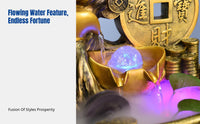 Feng Shui Water Wheel Money Tree, Resin Circulating Water Fortune Basin Desktop Decor for Office, Home, Good Luck Ornament