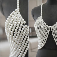 Layered Pearl Body Chain Fringe Pearl Shoulder Chain Lightweight Shoulder Harness Trendy for Photoshoots