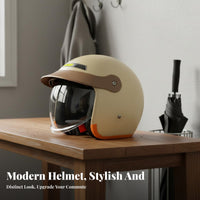 Motorcycle Half Helmet 3C Certified Helmet Four-Season Use for Adults, Cafe Racer Enthusiasts, City Riding, Commuting, Cruising