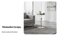 Adjustable Pedestal Table Movable Round Drink Stand Brushed Finish for Bedroom
