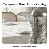 Luxury Glass Lined Carafe Arabic Design Ornate Thermal Serving Pitcher Large Capacity Middle Eastern Middle Eastern Pitcher Pot for Ramadan