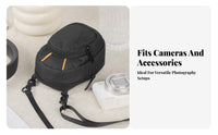 Compact Crossbody Camera Bag Detachable Strap Padded Camera Bag Black Photo Gear Storage Textured Material