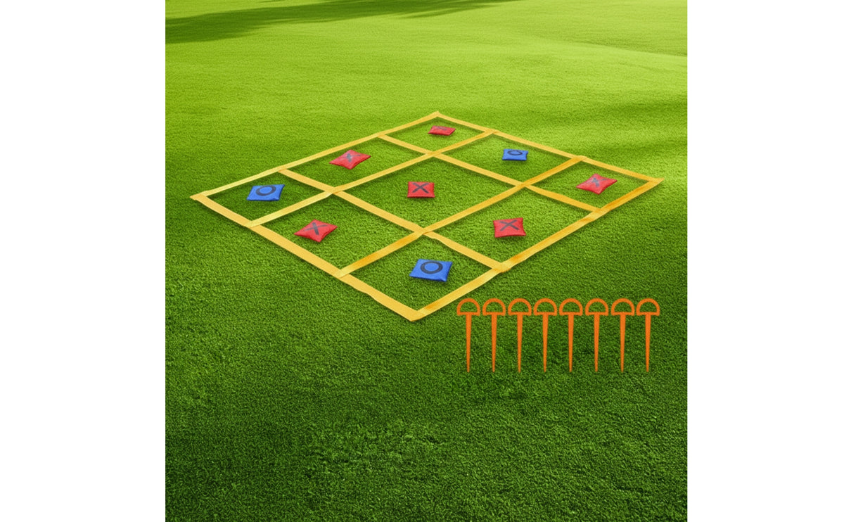 Outdoor Noughts and Crosses Toe Weighted | Large, noughts and crosses Toe Game with Bean Bags, for Backyard