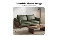 Upholstered Lounge Sofa Genuine Leather Upholstery Wooden Frame Couch Minimalist Design Living Room Furniture for Interior Decorators, Home, Apartment