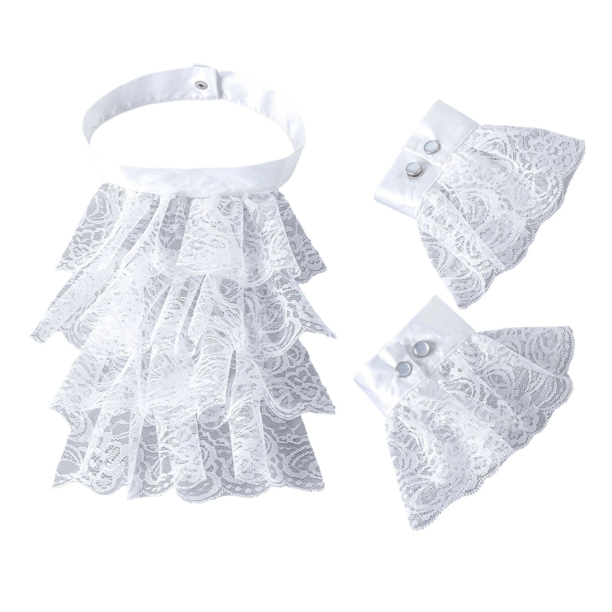 Lace Bib with Cuffs Vintage-Themed Lace Jabot Gothic Historical for Actors, Photography Props