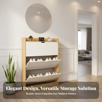 Entryway Footwear Storage Unit Space-Saving Design Tip-out Footwear Storage Unit Dust-Resistant for Apartment Dwellers, Homeowners, Narrow Areas