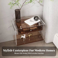 Modern and design C-Shaped Table with periodical compartment Transparent Design Nightstand Space-Saving Home Furnishing single-Piece Molding for Apartment Dwellers, homeowners, Students, Bedroom, Small areas, Living Room, Office