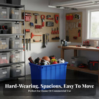 With casters Large Wheeled Plastic container Thickened Design Wheeled Storage Tote sturdyDuty Turnover Box Stackable for Warehouse personnel, Logistics Personnel, Workshop, Moving, Garage, Basement