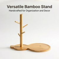 Bamboo Mug Holder, Coffee Cup Stand for Kitchen Counter, Coffee Tea Mug Holder, Holder Black Bamboo, Coffee Cup Organizer