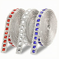 3 Pieces Self Sticky Rhinestone Strip Faceted Rhinestone Ribbon with Self Sticky Backing Diamond Trim Tape Sticker for DIY Enthusiasts, Crafters, Gift Wrapping
