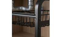 Telescoping Freestanding Sink Shelf Rack Matte Black Wire Basket Sink Organizer Open Design Adjustable Cabinet Shelf