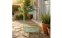 Wrought-Iron Flower Stand Antique Blue Welcome Flower Stand Hanging Plaque Home Decor