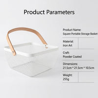 Kitchen Storage Baskets for Shelves with Handle, Metal Wire Fruit for Pantry Organisation, Shallow Design for Easy Access