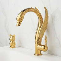 Swan Faucet Polished Single Handle Faucet Solid Brass Tap for Vanity