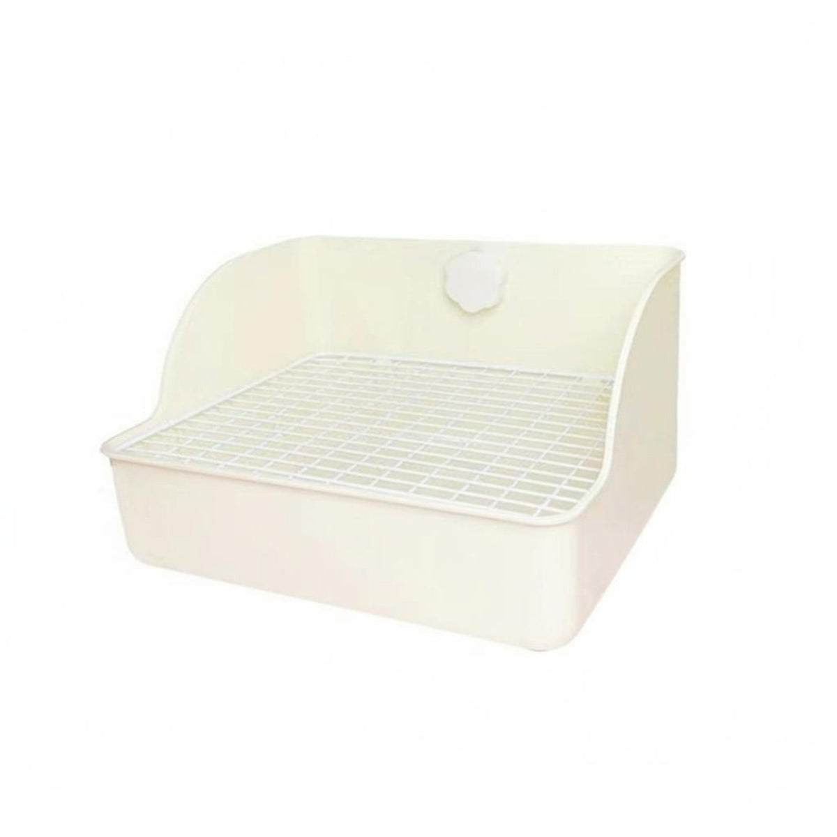 Lagomorph Litter Pan with Grate Easy to Clean Square Small Pet Potty Urine Resistant Pet Toilet Secure Enclosure Attachment