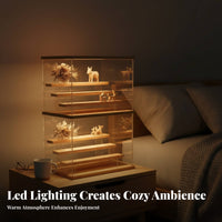 Clear Acrylic Display Box Space Saving Particles Proof Figurine Showcase Lighted Acrylic Display Box Easy Assembly for Desk
