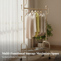 Heavy Duty Rolling Garment Rack Large Capacity Rolling Clothes Rack Space Saving Multi-Functional for Apartment Dwellers, Students, Boutique Owners, Bedroom, Balcony, Laundry Room, Entryway