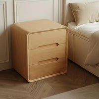 Integrated Handles Modern 2-Drawer Nightstand Scratch Resistant Tech Cloth Cream Design Bedside Cabinet Bedroom Furniture
