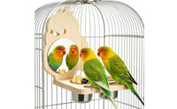 Wooden Bird Stand with Mirror Easy to Attach Pet Supply Play and Exercise