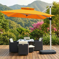 Cantilever Umbrella with Weighted Base Square Parasol Cantilever Con Base Lastra Heavy-Duty for Garden, Backyard, Poolside