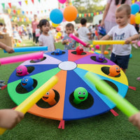 Indoor Outdoor Use Whack a Rodent Parachute Game Promotes Teamwork Rainbow Play Parachute Interactive Fun Colorful Design for Families, Adults, School Activities, Parties