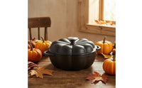Pumpkin Roaster Cast Iron Roasting Pan with Lid Rustic Covered Roaster Pan for Oven, Kitchen