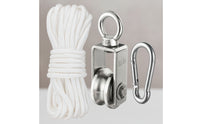Pulley Block with Rope Heavy-Duty Pulley with Carabiner Double-Bearing Hoist for Outdoor