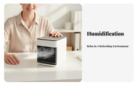 Humidifier Function Portable Air Conditioner Fan 3 Speed Settings USB Personal Air Cooler Quiet Operation for Office, Dorm Room, Car
