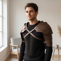 Leather Shoulder Guard with Straps Adjustable Medieval Shoulder Guard Cosplay Pauldron for Larpers, Cosplayers, Theater, Photo Shoots, Halloween